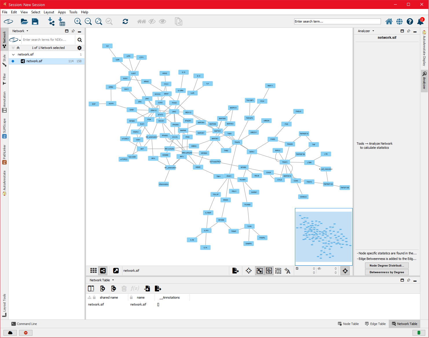 This is the first visual in cytoscape
